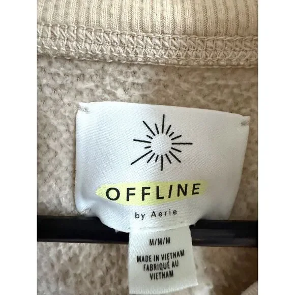 Aerie Offline Oversized Sherpa Quarter Zip in Soft Oat | Womens Size Small - Picture 7 of 12